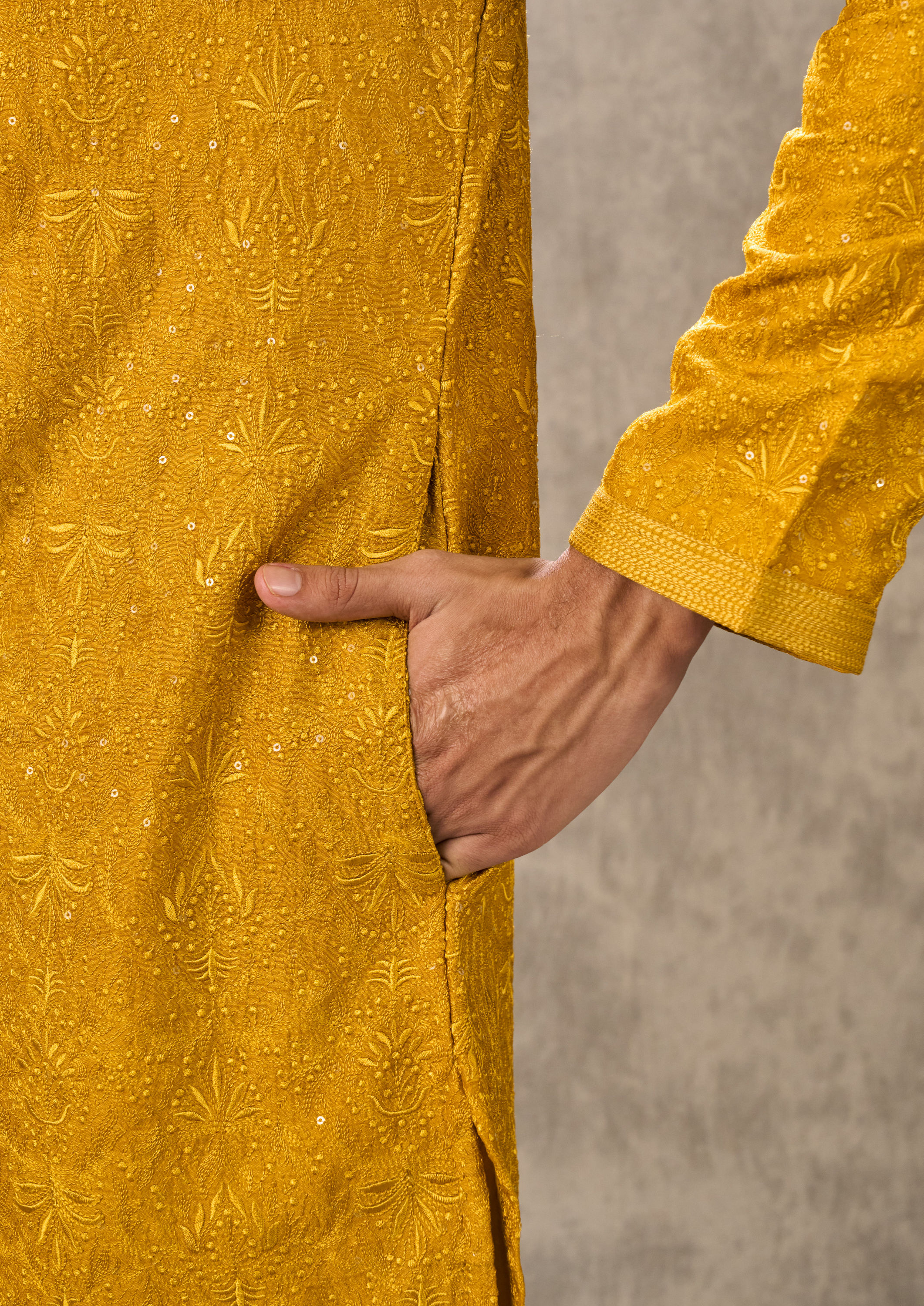 Twamev Men Mustard Resplendence Kurta Pajama