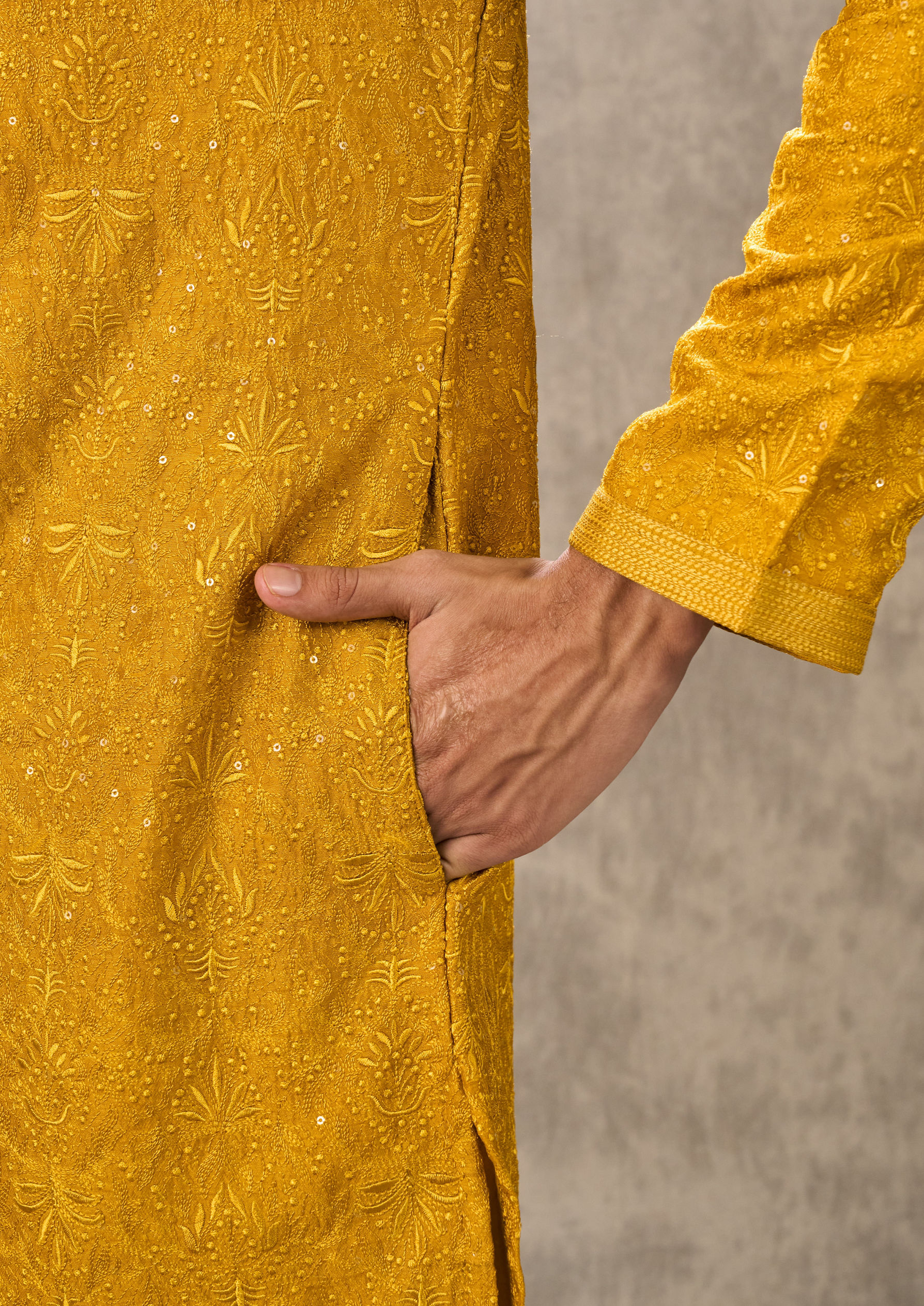 Twamev Men Mustard Resplendence Kurta Pajama