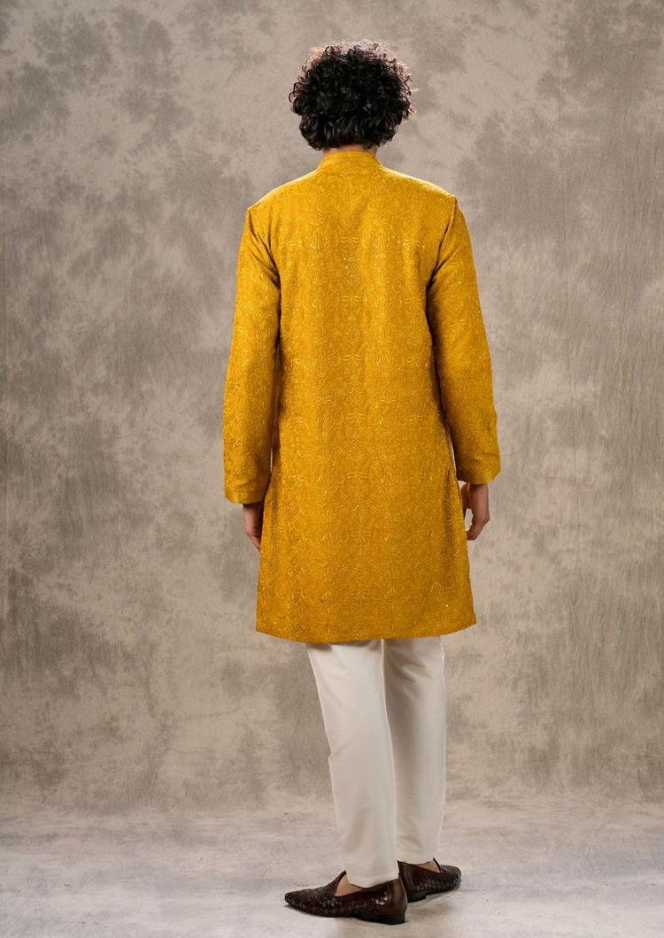 Twamev Men Mustard Resplendence Kurta Pajama