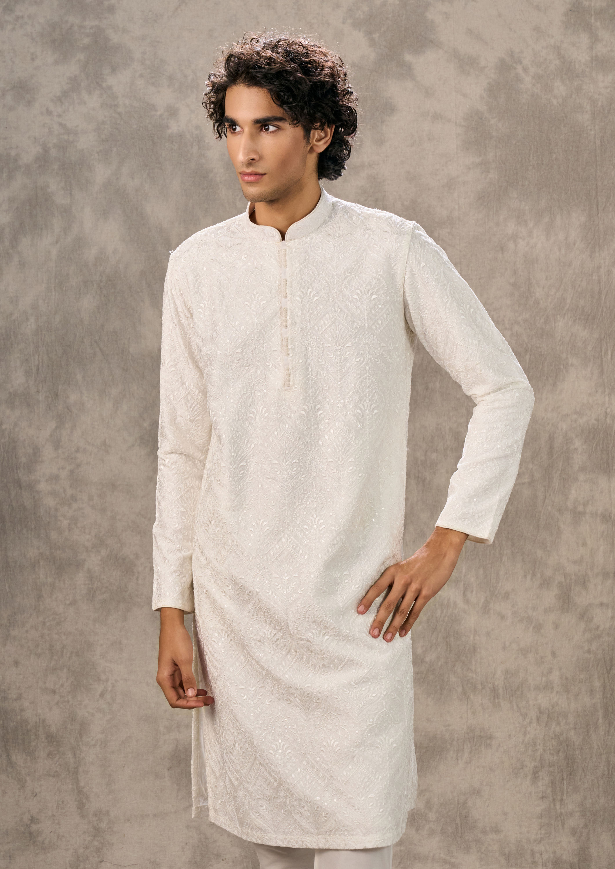 Twamev Men Warm White Harmony Kurta Pajama