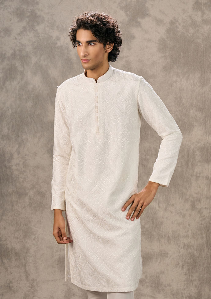 Twamev Men Warm White Harmony Kurta Pajama