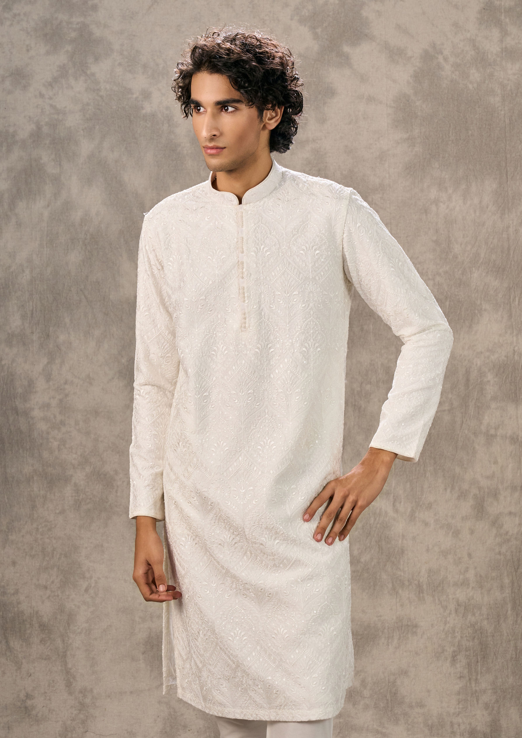 Twamev Men Warm White Harmony Kurta Pajama