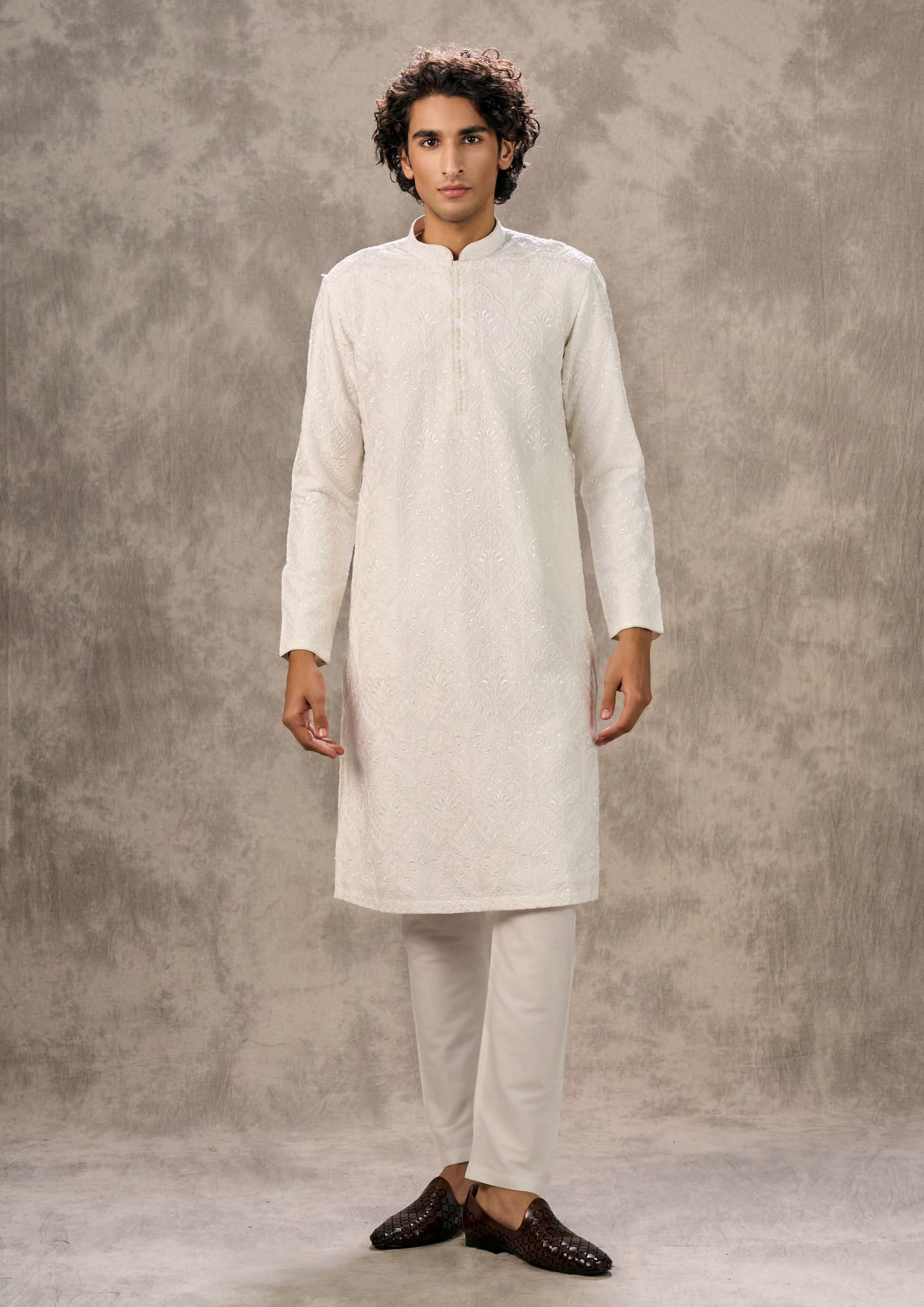 Twamev Men Warm White Harmony Kurta Pajama