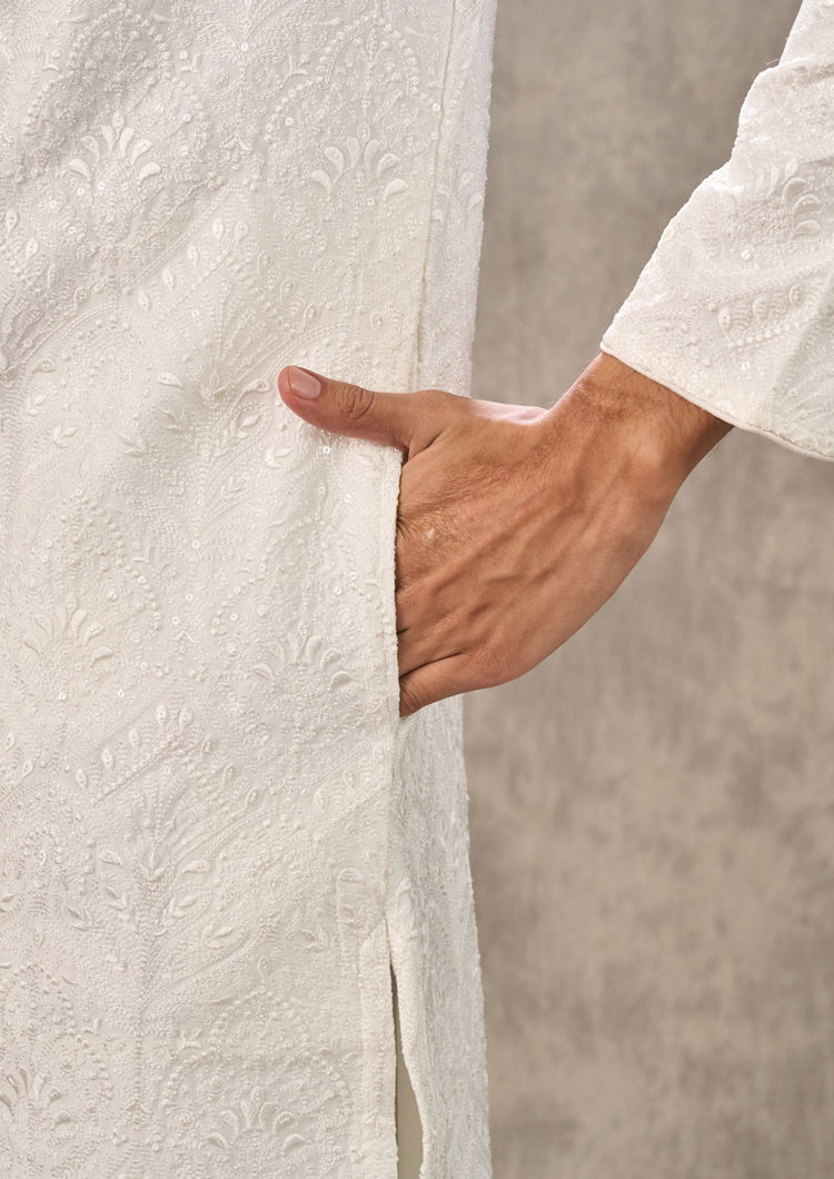 Twamev Men Warm White Harmony Kurta Pajama