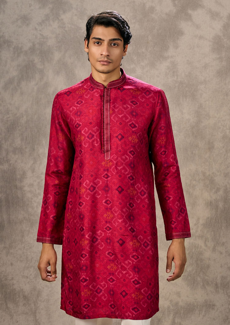 Twamev Men Rani Pink Kurta Pant Elegance