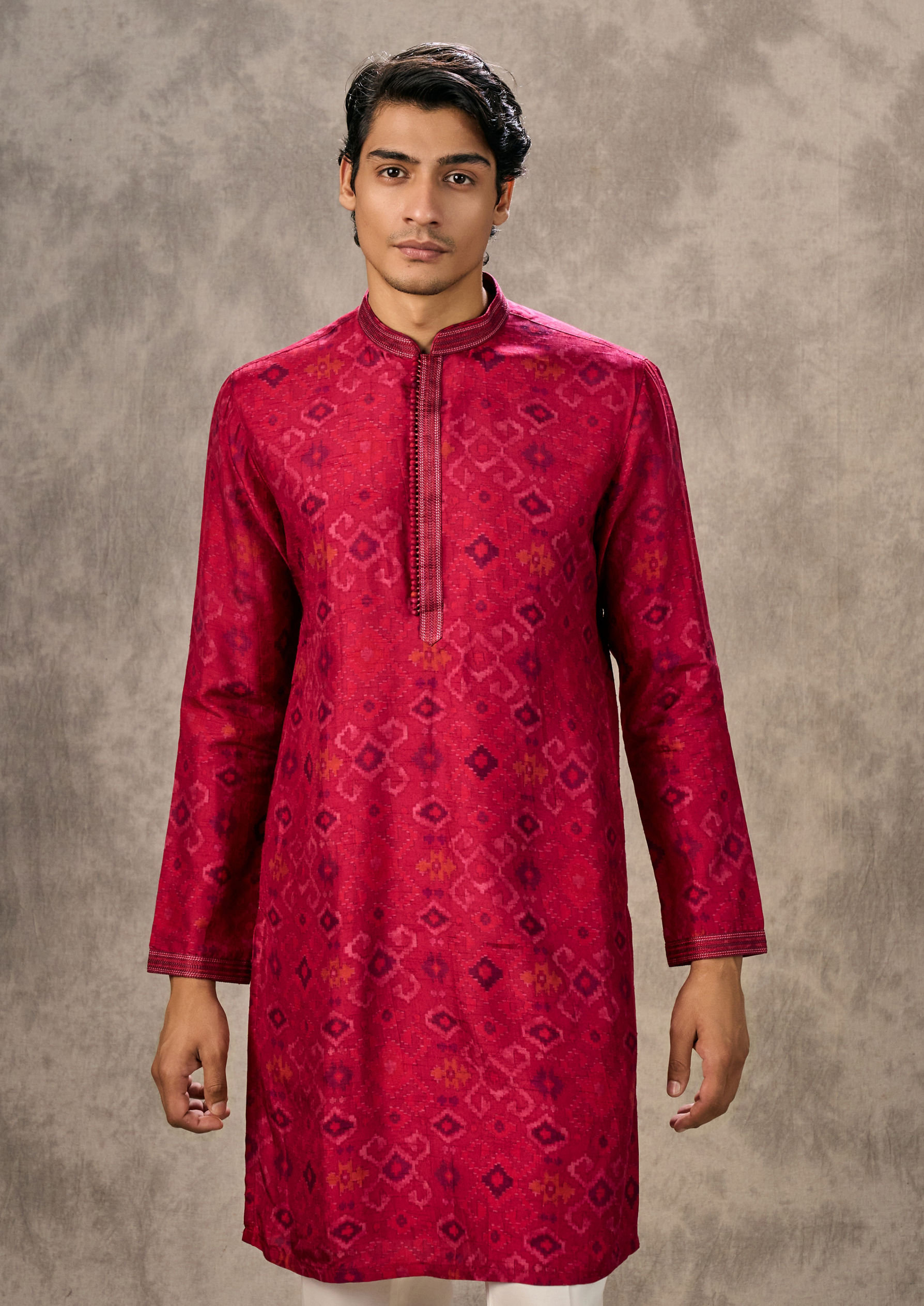 Twamev Men Rani Pink Kurta Pant Elegance