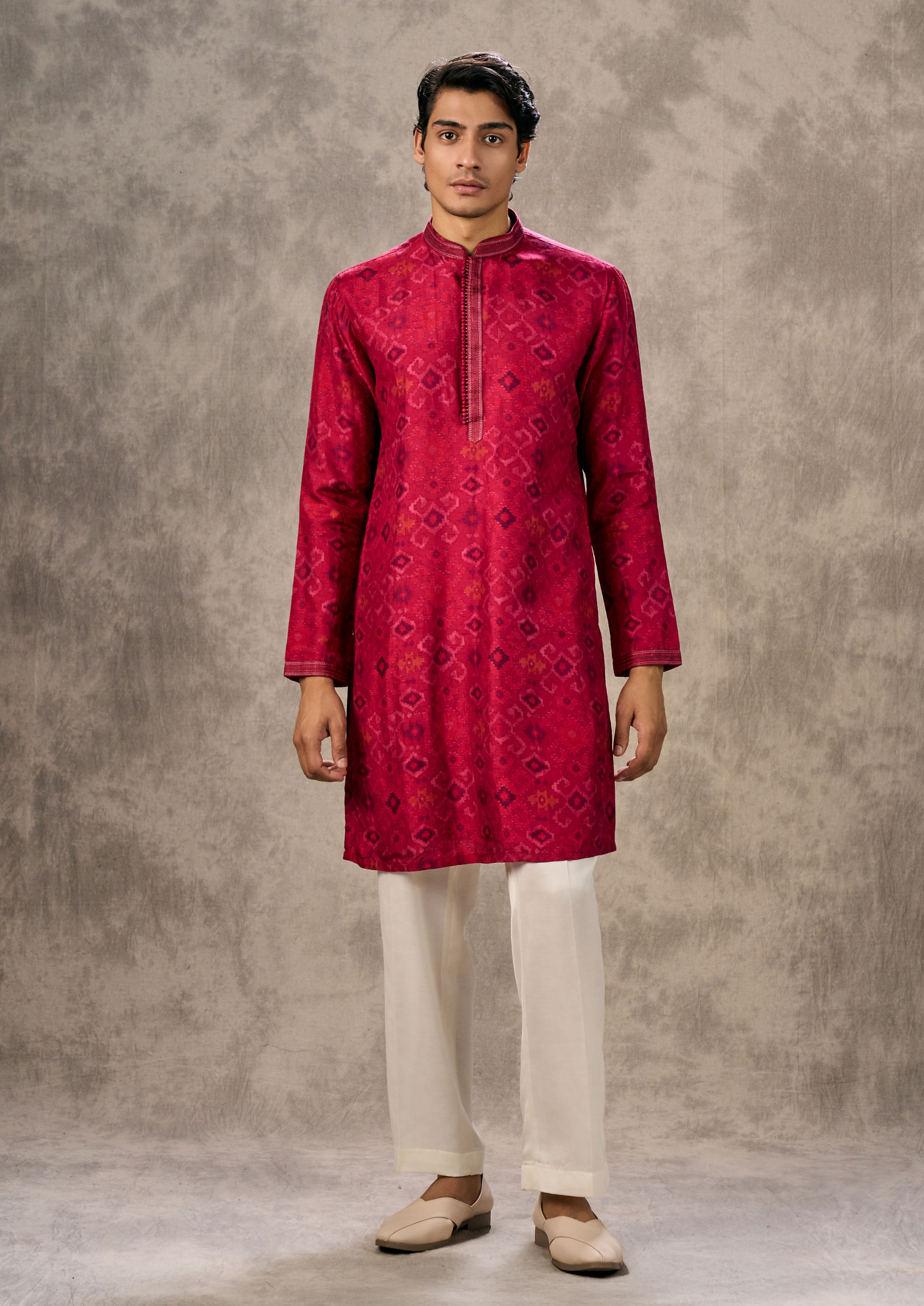 Twamev Men Rani Pink Kurta Pant Elegance