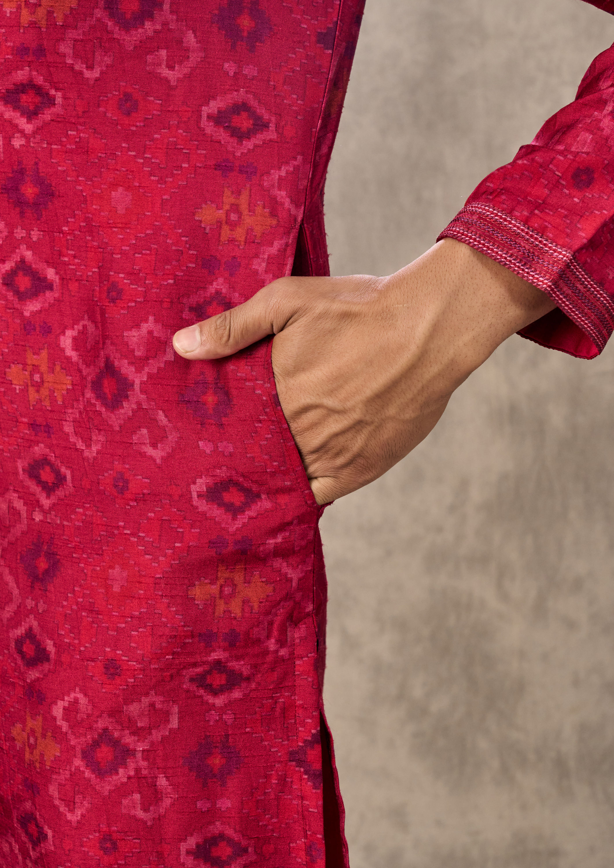 Twamev Men Rani Pink Kurta Pant Elegance
