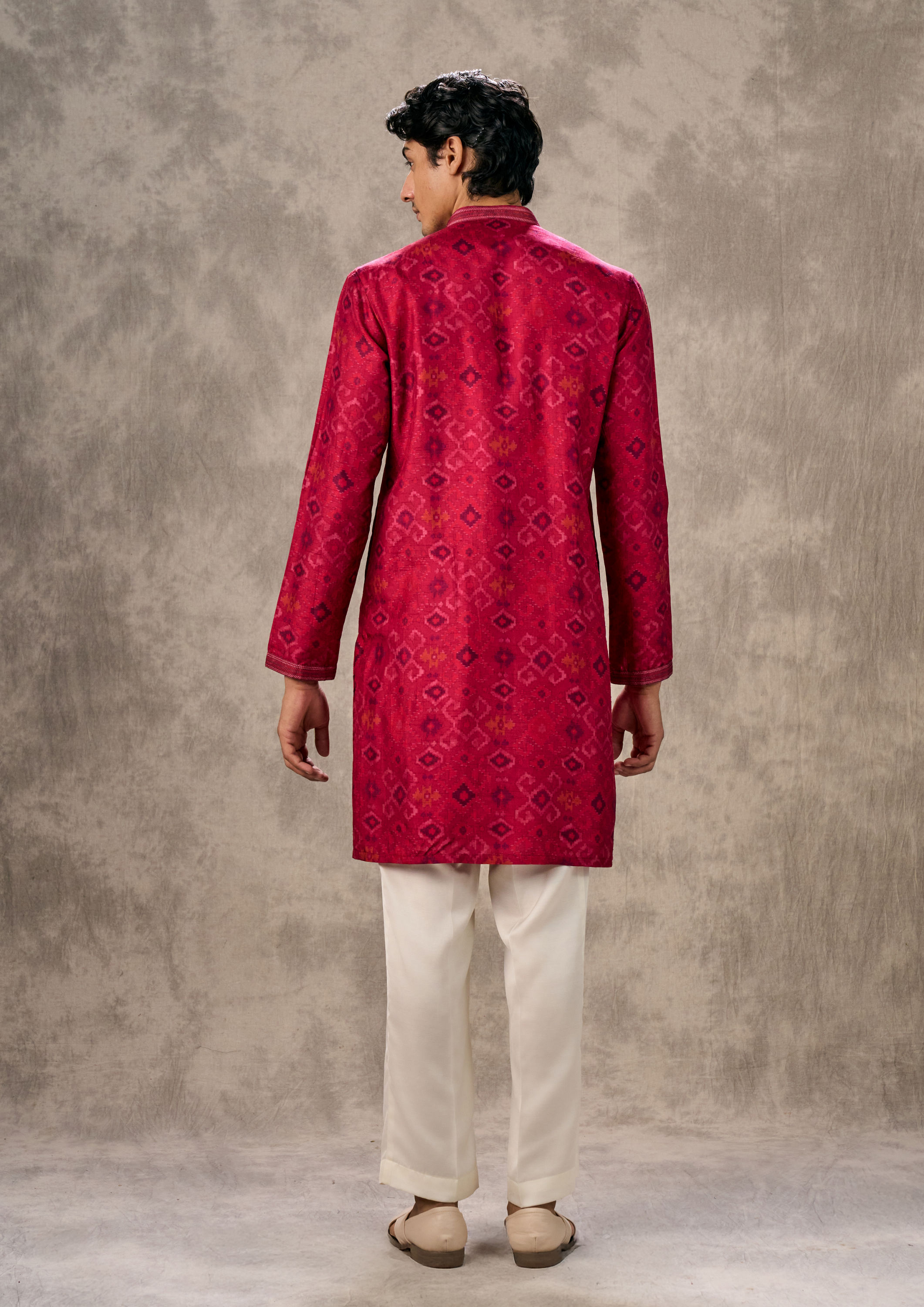 Twamev Men Rani Pink Kurta Pant Elegance