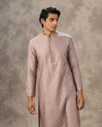 Twamev Men Lilac Viscose Brocade Buta Motif Kurta Set