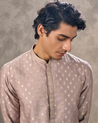 Twamev Men Lilac Viscose Brocade Buta Motif Kurta Set