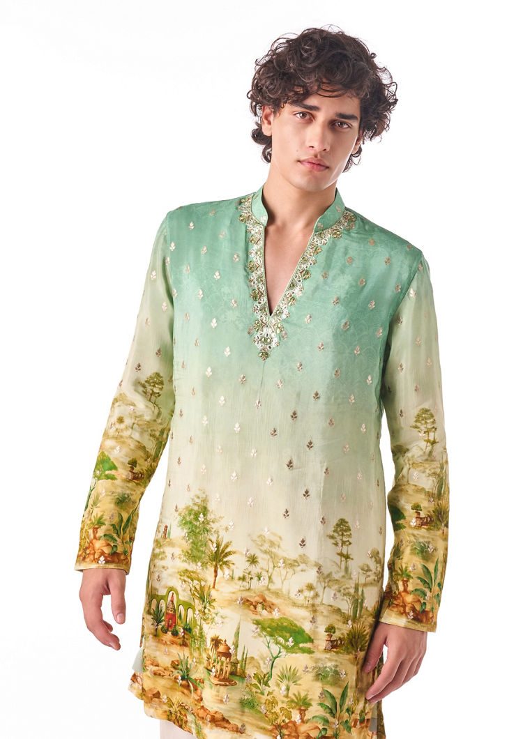 Twamev Men Garden Motif Kurta Set
