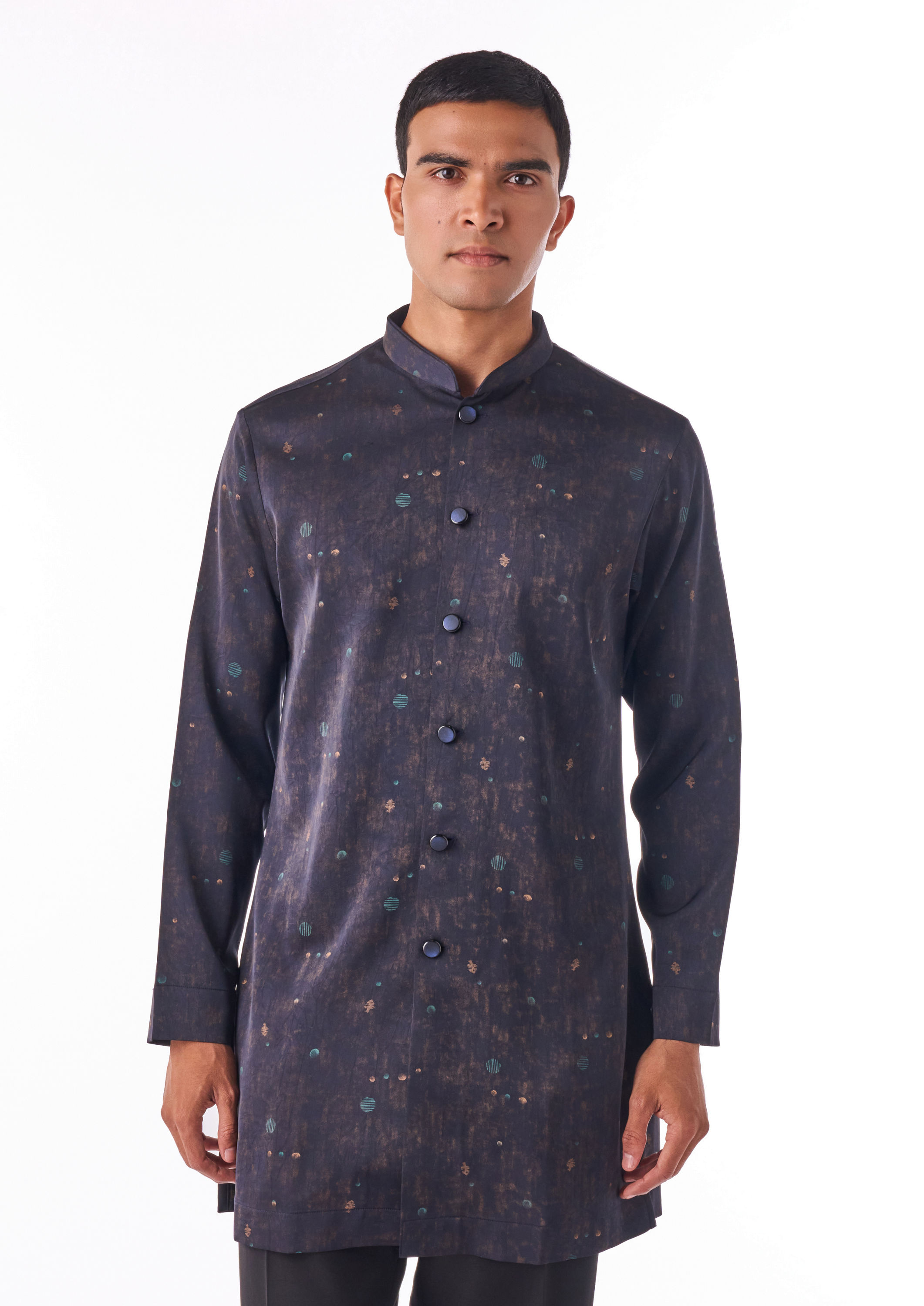 Twamev Men Black Tonal Kurta Set