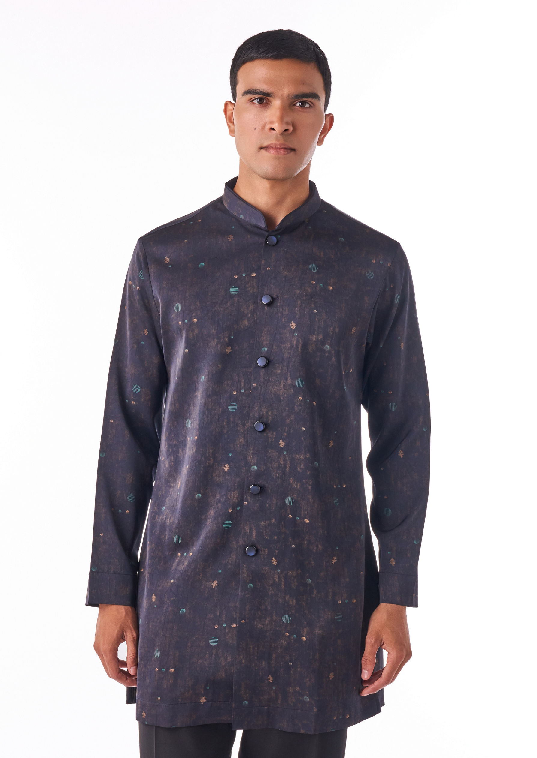 Twamev Men Black Tonal Kurta Set