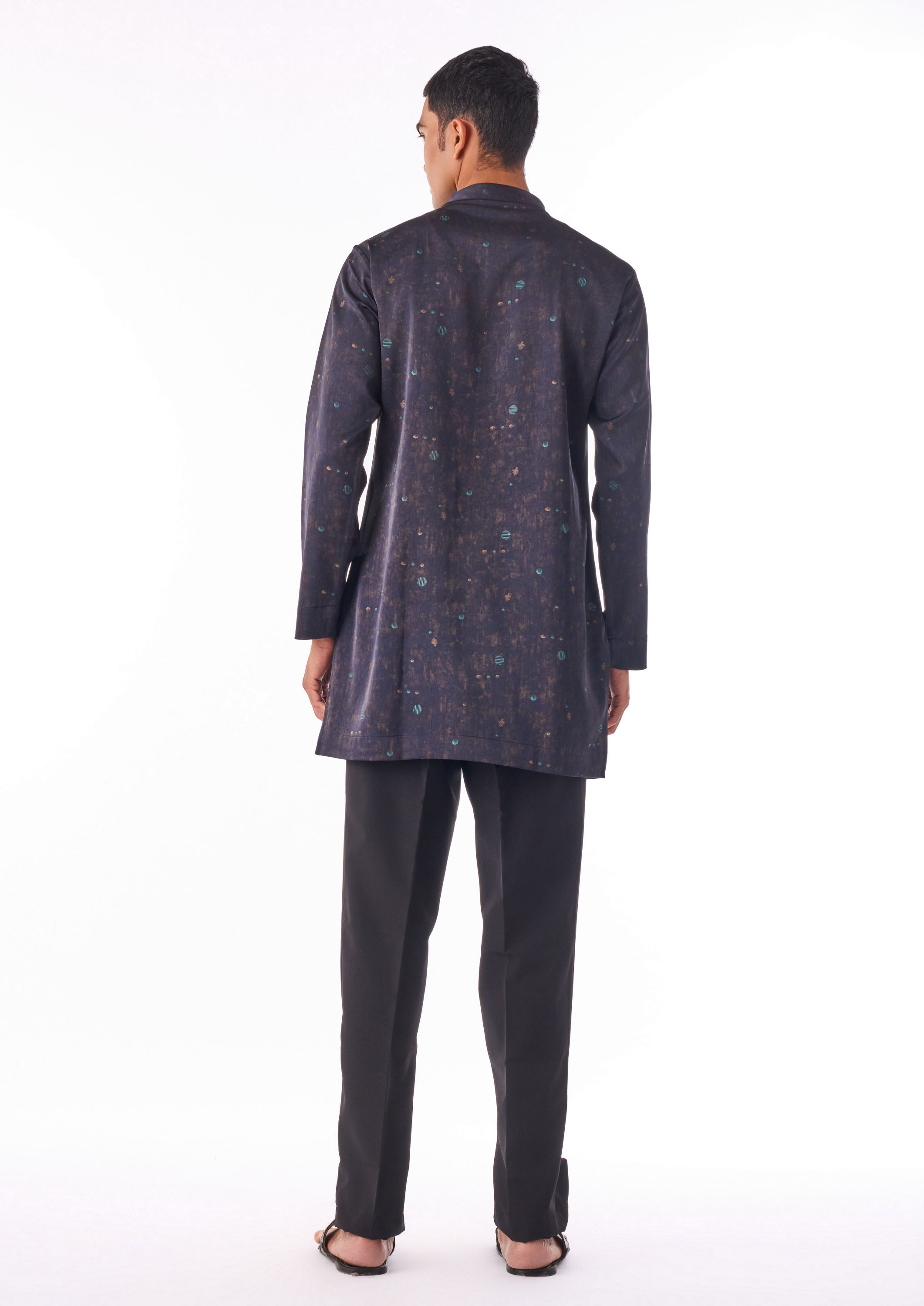 Twamev Men Black Tonal Kurta Set