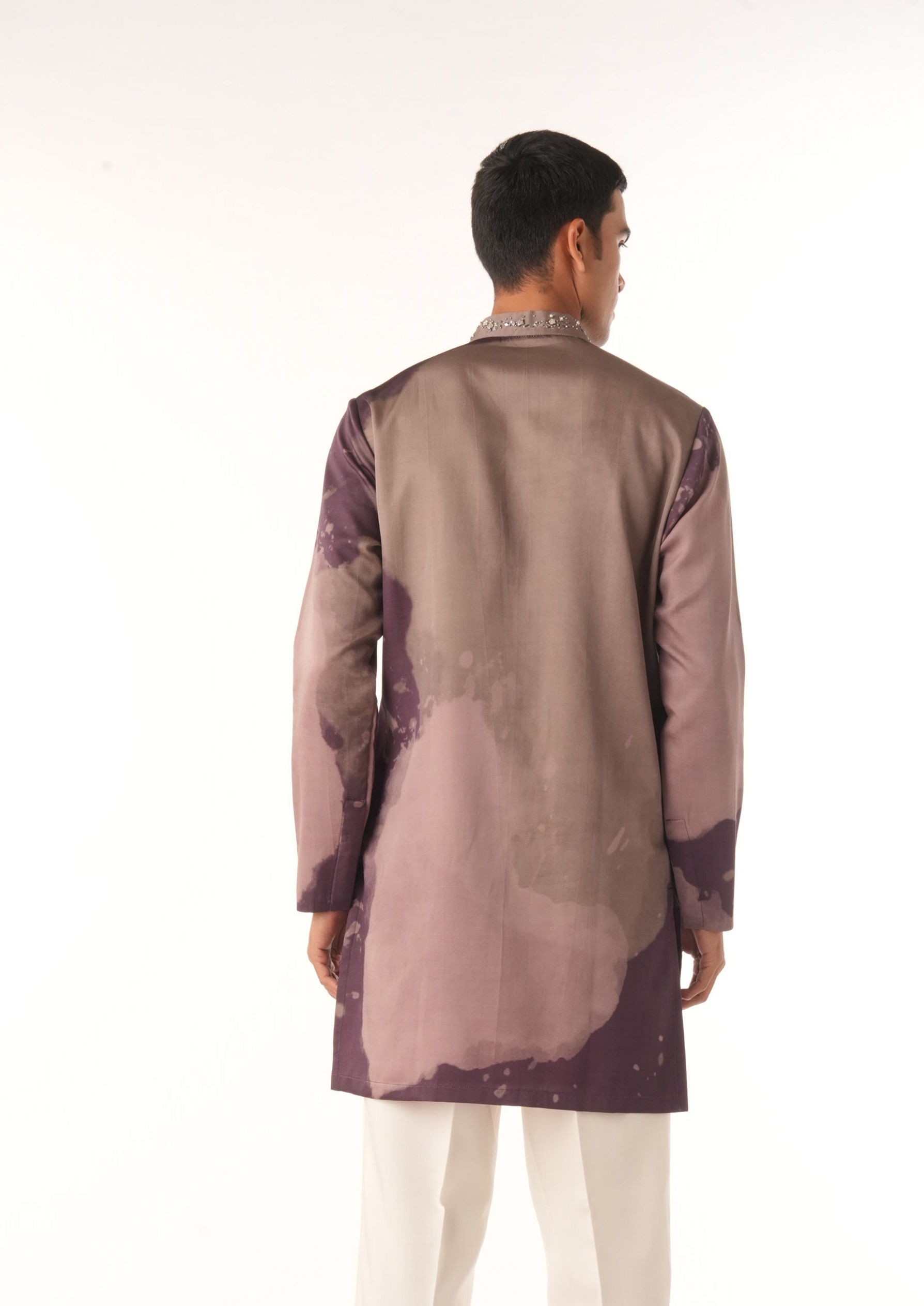 Twamev Men Plum Printed Statement Kurta Set