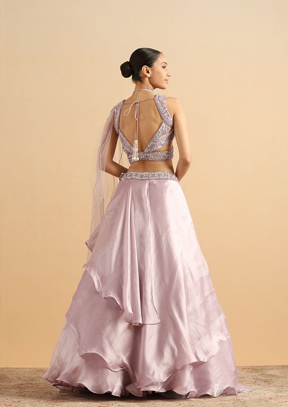 Twamev Women Lilac Butterfly Organza Skirt Top Set