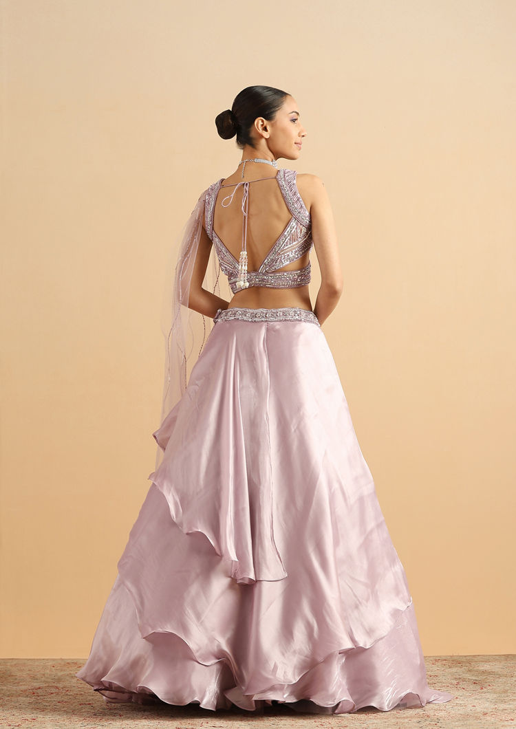 Twamev Women Lilac Butterfly Organza Skirt Top Set