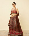 alt message - Mohey Women Deep Mahogany Brown Bel Buti Printed Skirt Top Set image number 2