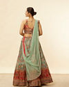 alt message - Mohey Women Sea Green and Rust Floral Printed Lehenga image number 4