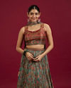 Mohey Women Sea Green and Rust Floral Printed Lehenga image number 1