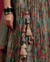Mohey Women Sea Green and Rust Floral Printed Lehenga