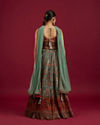 Mohey Women Sea Green and Rust Floral Printed Lehenga image number 5