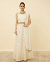 Pristine White Chevron Patterned Skirt Top Set image number 0