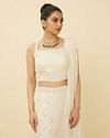 Pristine White Chevron Patterned Skirt Top Set image number 1