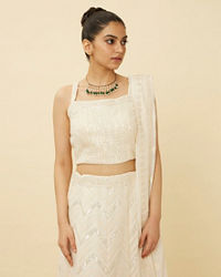 Mohey Women Pristine White Chevron Patterned Lehenga