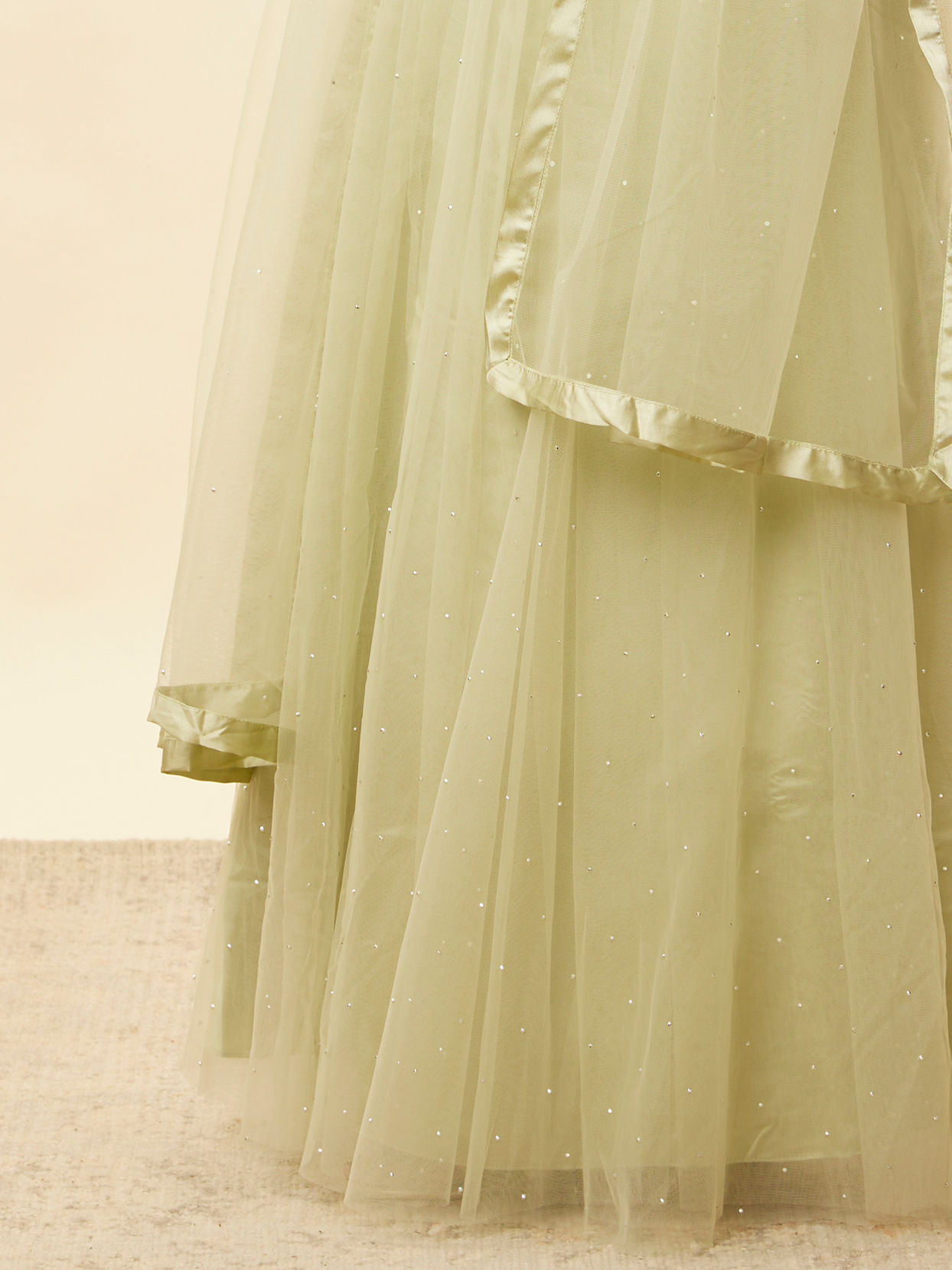 Mohey Women Pistachio Green Sequin and Stone Work Lehenga