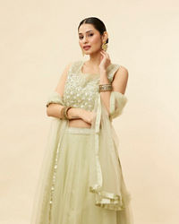 Mohey Women Pistachio Green Sequin and Stone Work Lehenga