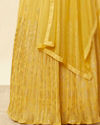 Mohey Women Crayola Yellow Foil Print Sequin Work Lehenga