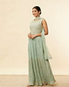 Mohey Women Sea Green Foil Print Sequin Work Lehenga