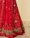 Mohey Women Fiesta Red Jaal Patterned Lehenga