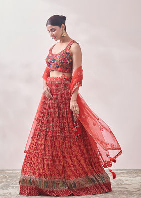 Fiesta Red Jaal Patterned Skirt Top image number 2
