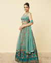 alt message - Mohey Women Sea Green Floral Printed Lehenga image number 2