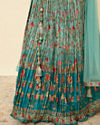 alt message - Mohey Women Sea Green Floral Printed Lehenga image number 4