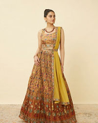 Mohey Women Mustard Yellow Floral Printed Lehenga