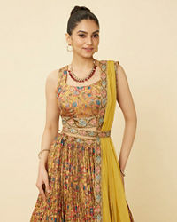 Mohey Women Mustard Yellow Floral Printed Lehenga