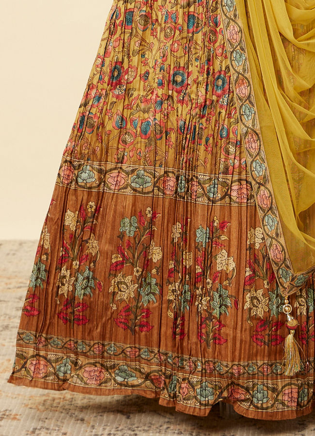 Mohey Women Mustard Yellow Floral Printed Lehenga