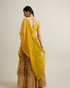 Mohey Women Mustard Georgette with Hand Embroidery and Sequins Lehenga