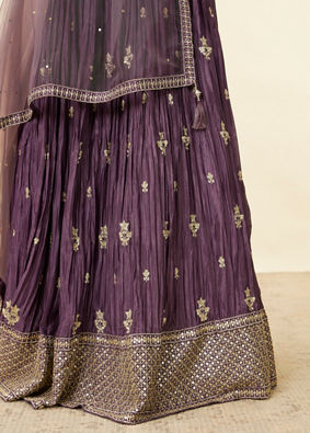 Dark Purple Sequin Embroidered Skirt Top Set image number 2
