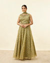 alt message - Mohey Women Tea Green Bel Embroidered Lehenga image number 0