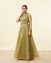 Mohey Women Tea Green Bel Embroidered Lehenga