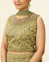 alt message - Mohey Women Tea Green Bel Embroidered Lehenga image number 2