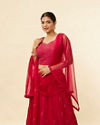 Mohey Women Berry Red Mirror Work Foil Print Lehenga