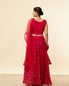 alt message - Mohey Women Berry Red Mirror Work Foil Print Lehenga image number 4