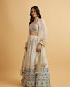 Mohey Women Cream Floral Paisley Patterned Sequinned Lehenga