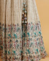 Mohey Women Cream Floral Paisley Patterned Sequinned Lehenga